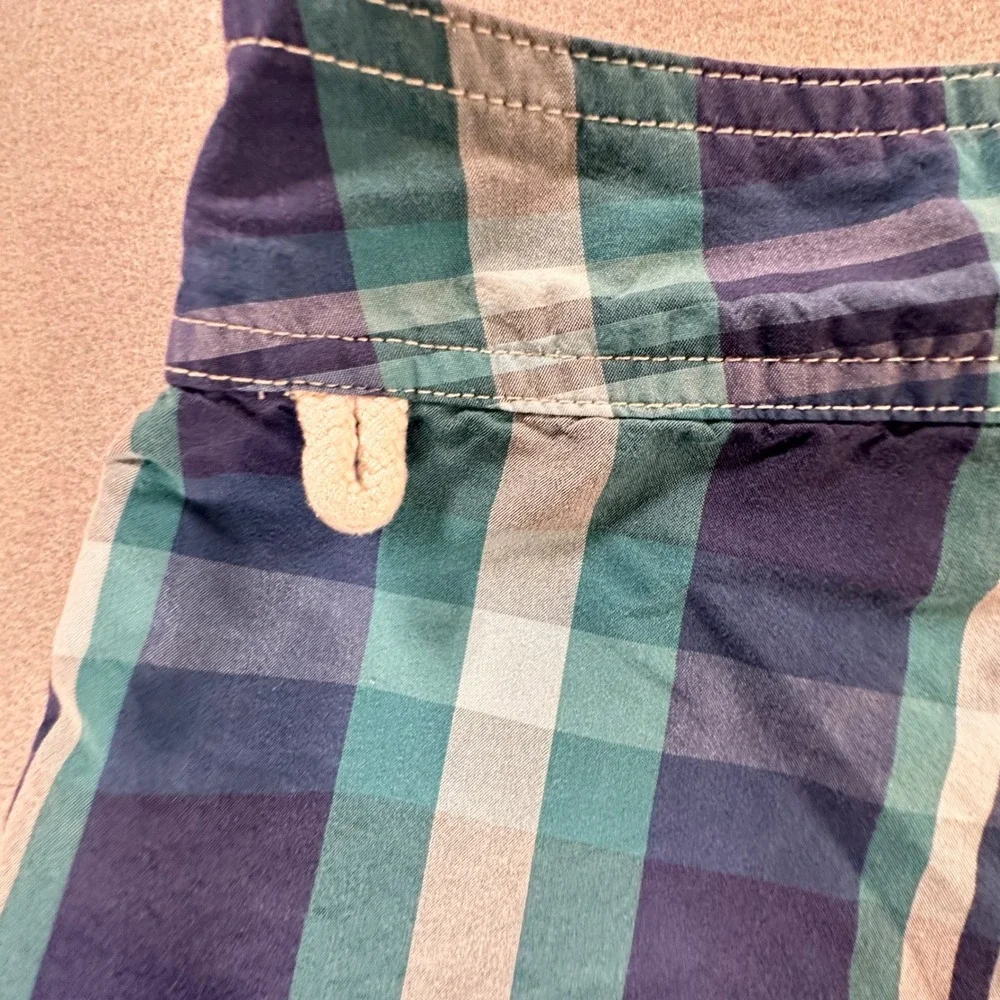 J.Crew‎ Mens Blue Teal Plaid Board Shorts Swim Trunks Size 30 Cargo Pocket